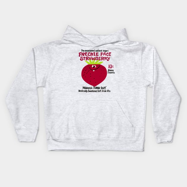 Freckle Face Strawberry "Funny Face" Drink Mix Kids Hoodie by offsetvinylfilm